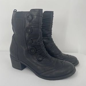 Miz Mooz Black Leather Megan Button Booties Size 10 / 41